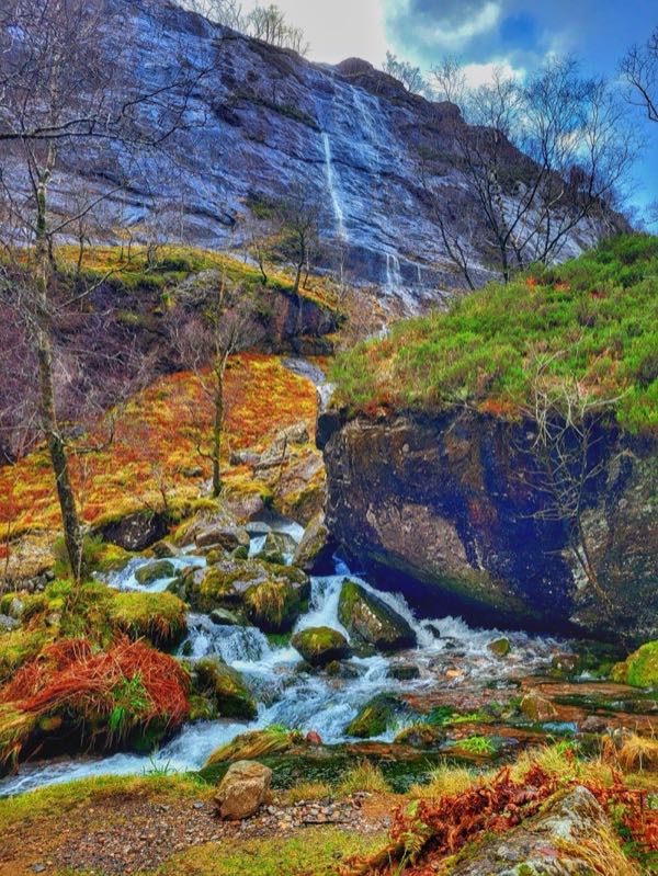 Mossy stream with waterfall