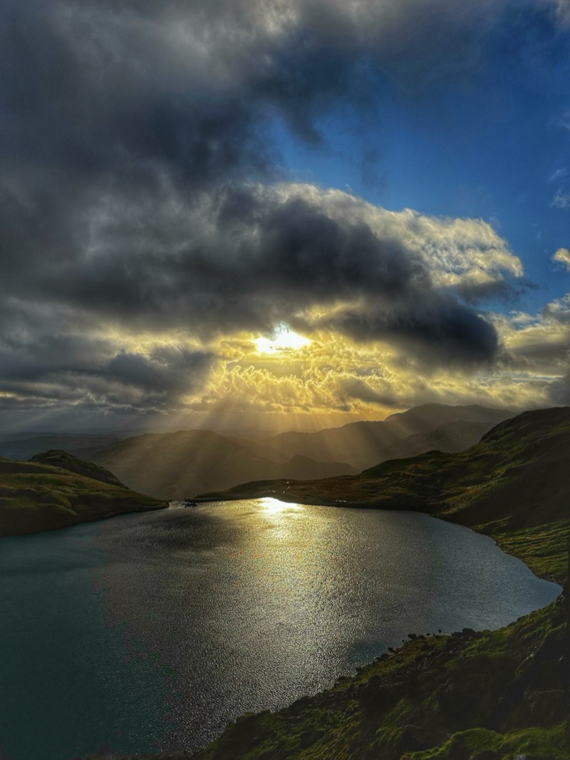 Light rays over lake